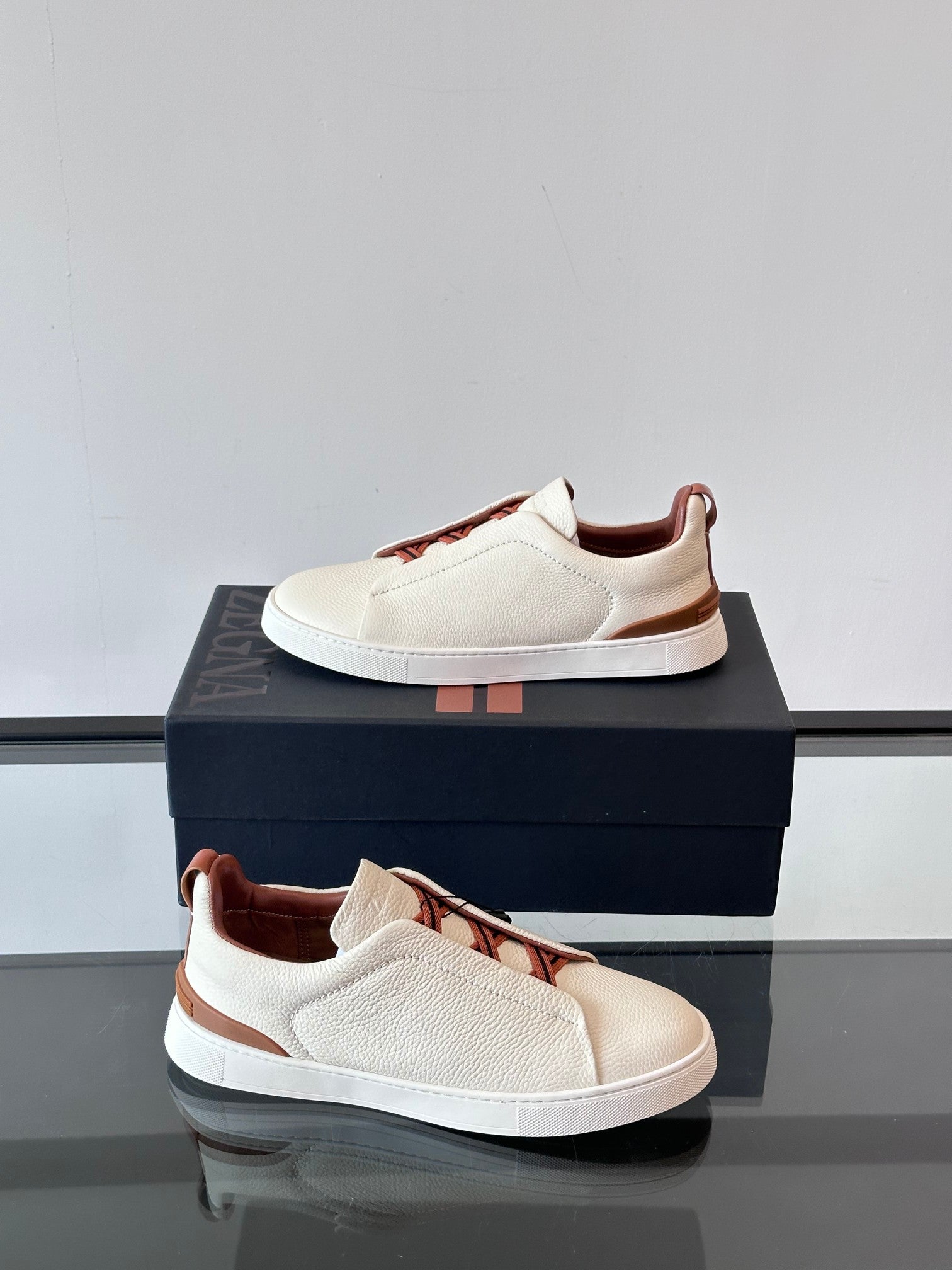 Zegna Men's Low-Top Leather Sneakers