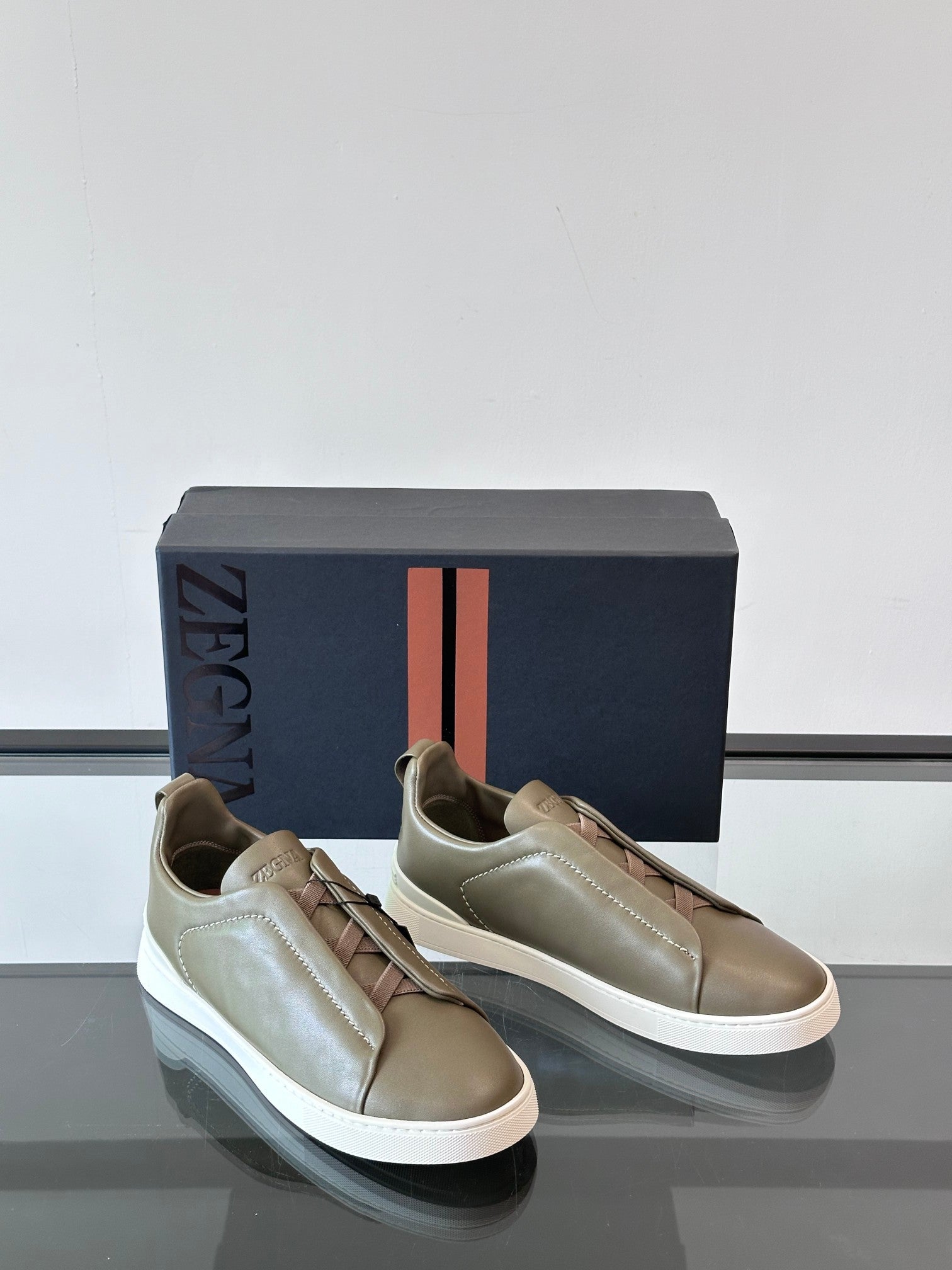 Zegna Men's Low-Top Leather Sneakers