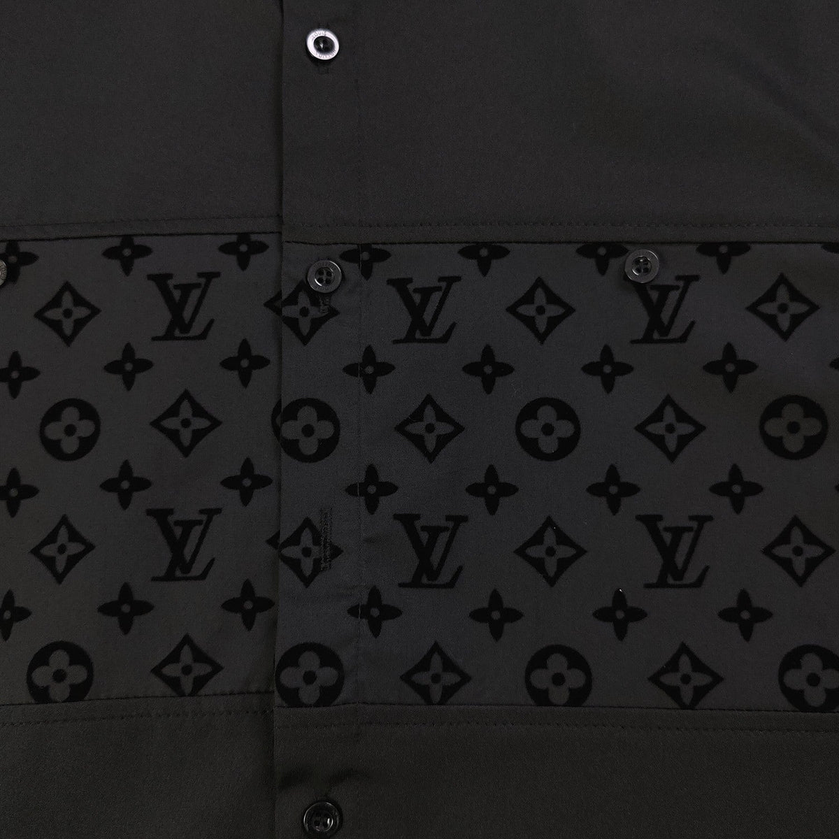 Louis Vuitton Flocked Logo Patchwork Long Sleeve Shirt – 2025 Collection