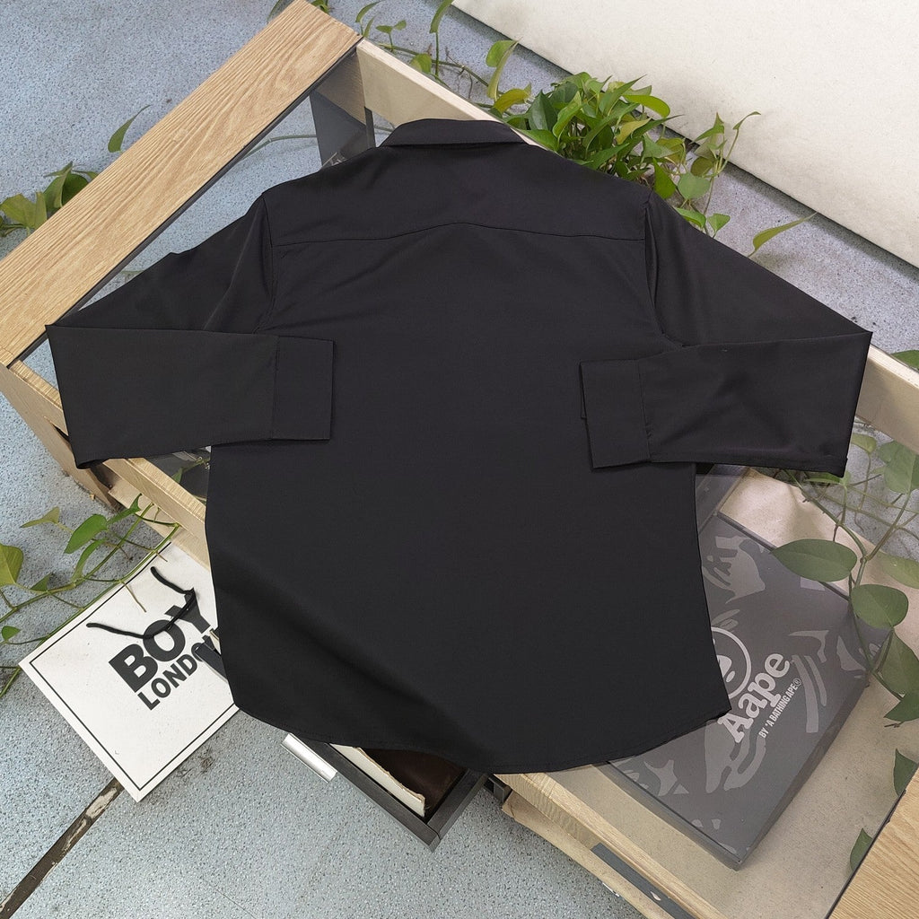 Louis Vuitton Flocked Logo Patchwork Long Sleeve Shirt – 2025 Collection