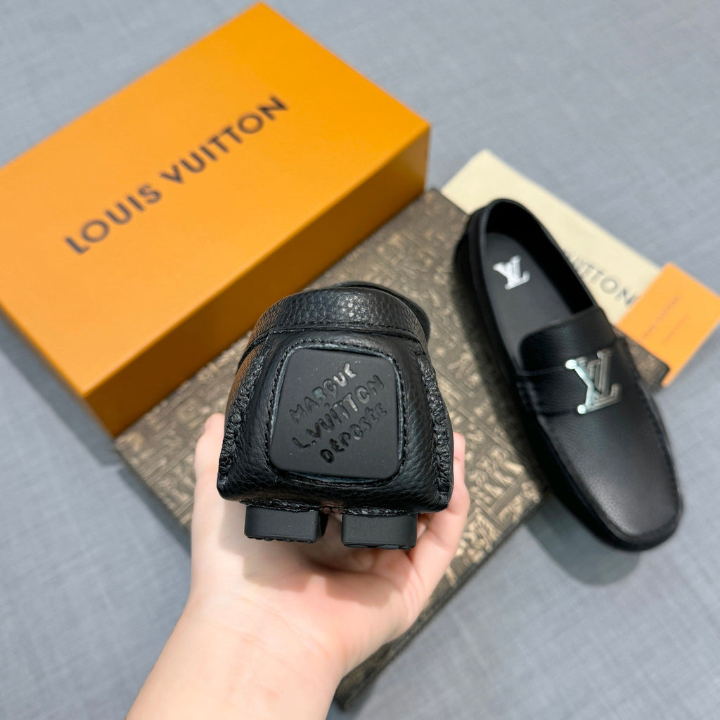 Louis Vuitton Men's Grained Leather Driving Shoes