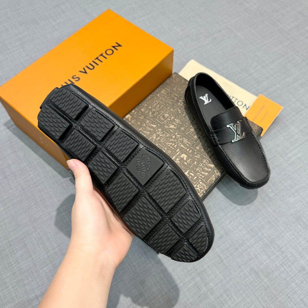 Louis Vuitton Men's Grained Leather Driving Shoes