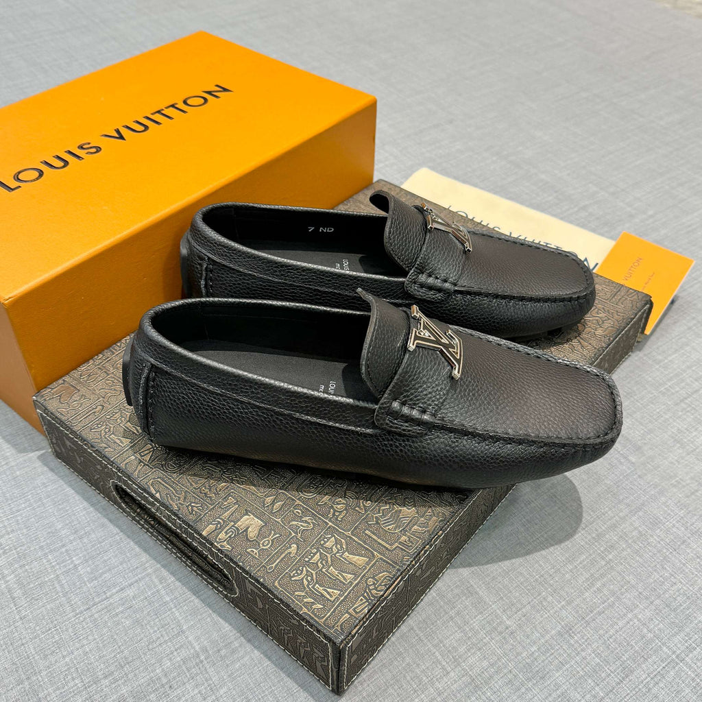 Louis Vuitton Men's Grained Leather Driving Shoes