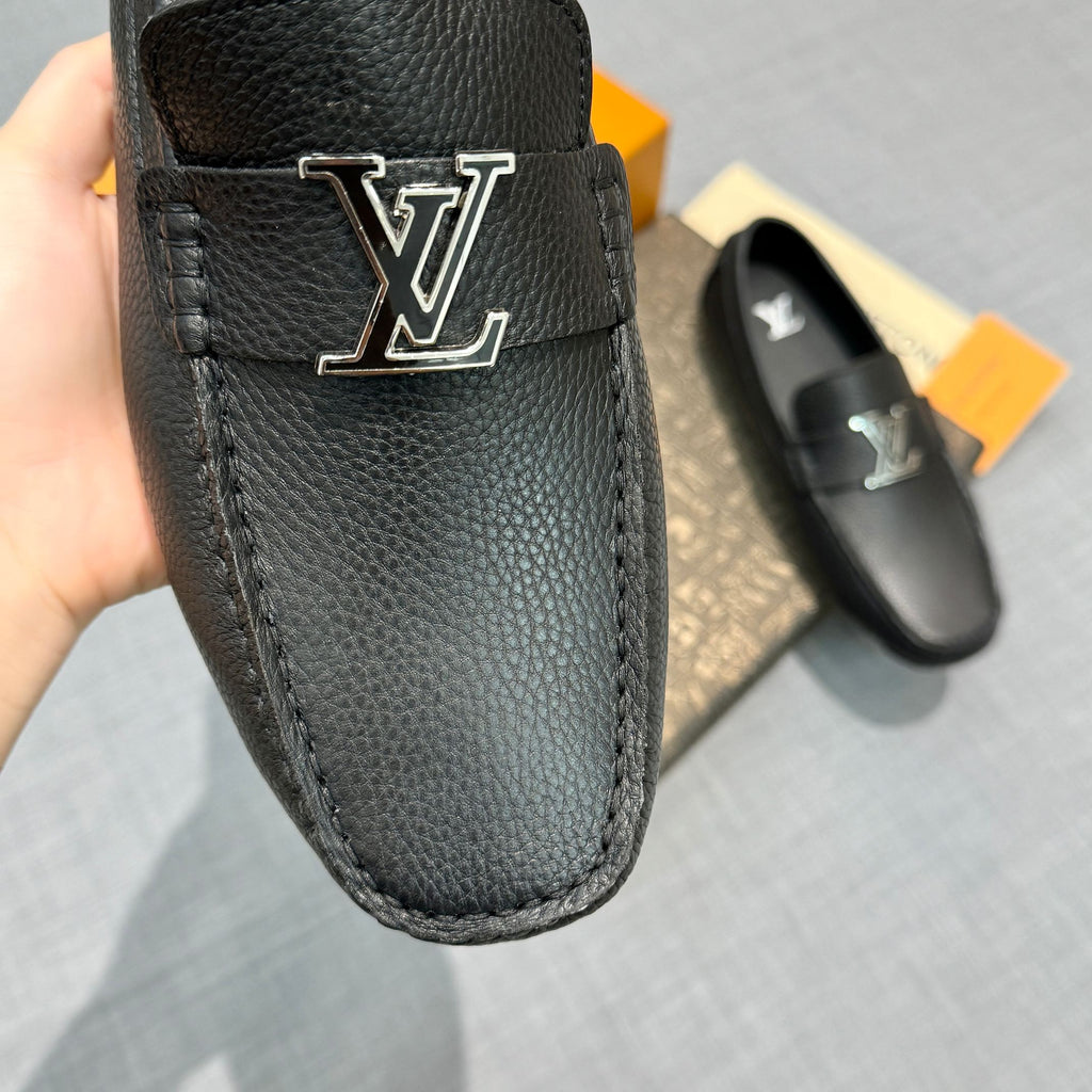 Louis Vuitton Men's Grained Leather Driving Shoes