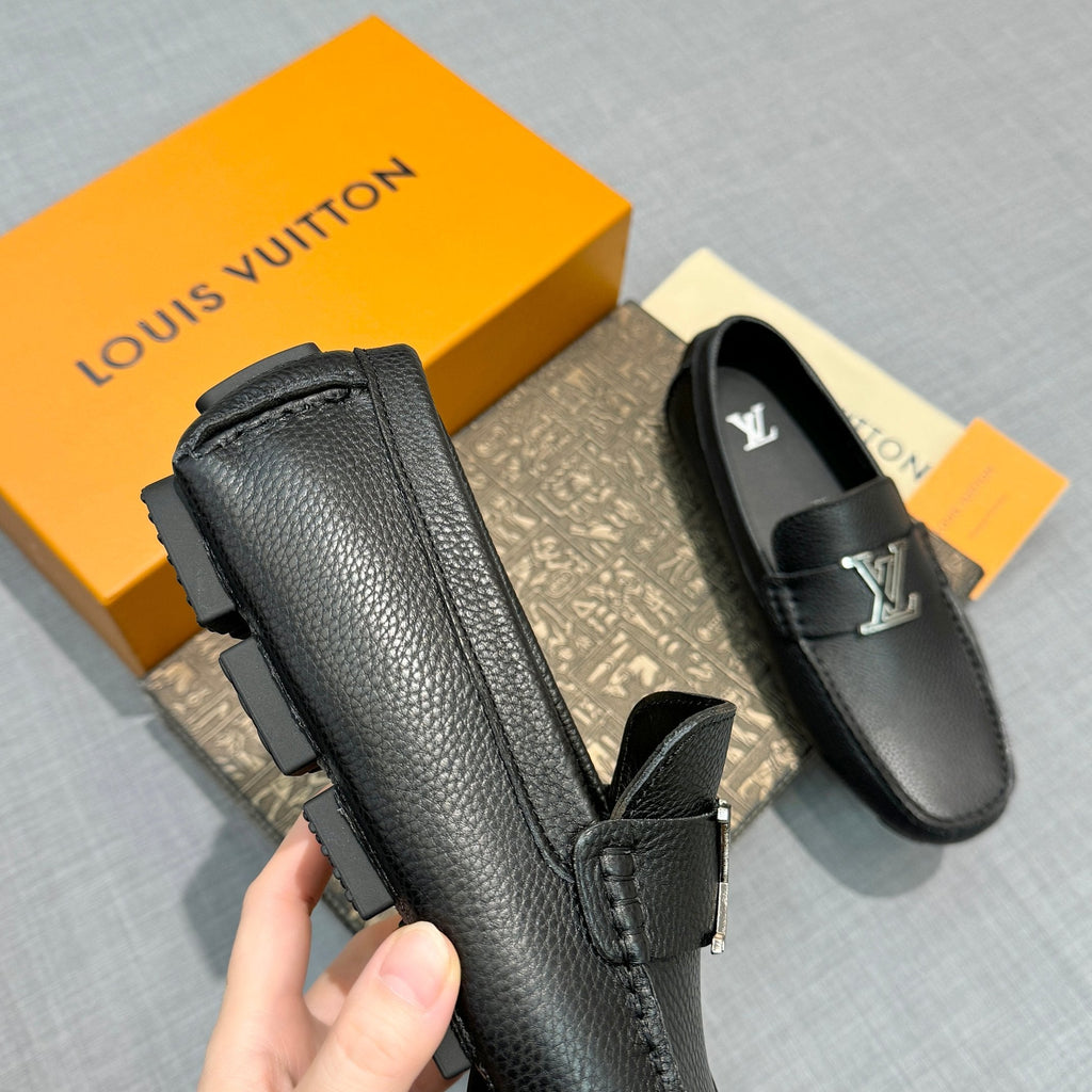 Louis Vuitton Men's Grained Leather Driving Shoes
