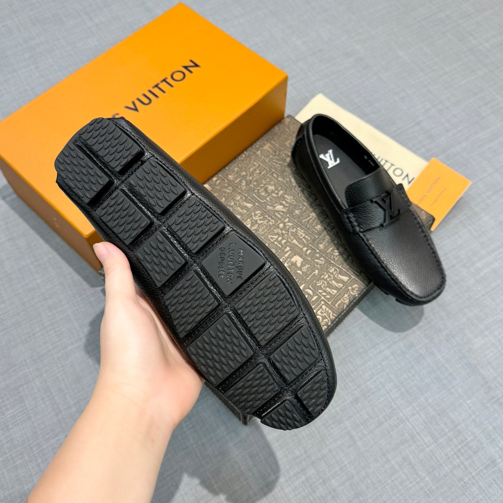 Louis Vuitton Men's Grained Leather Driving Shoes