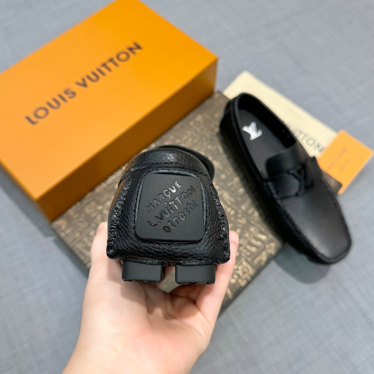 Louis Vuitton Men's Grained Leather Driving Shoes
