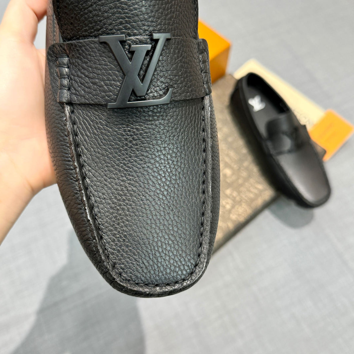 Louis Vuitton Men's Grained Leather Driving Shoes