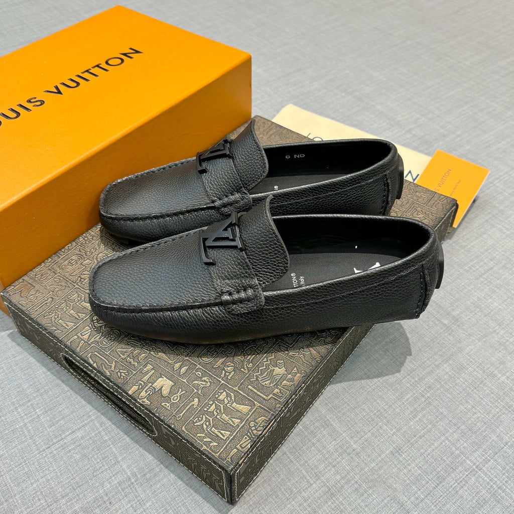 Louis Vuitton Men's Grained Leather Driving Shoes