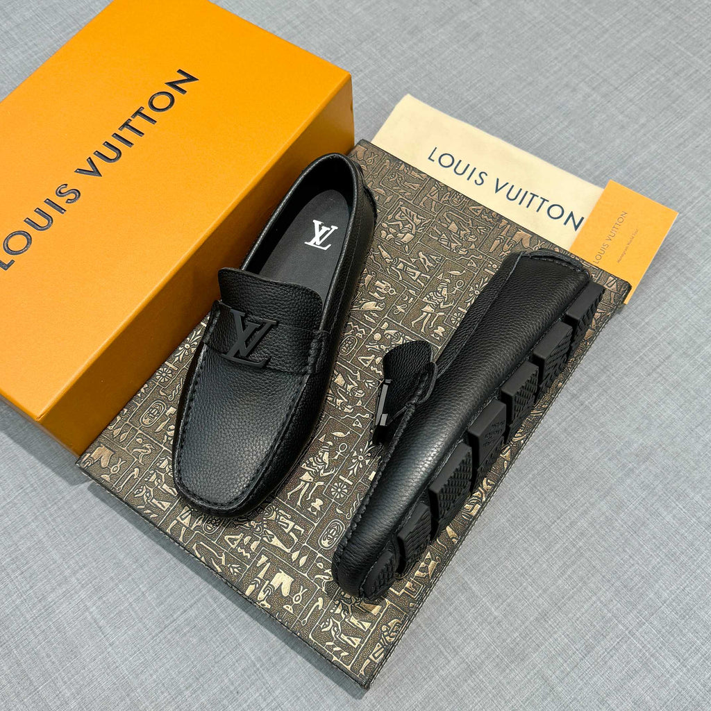 Louis Vuitton Men's Grained Leather Driving Shoes