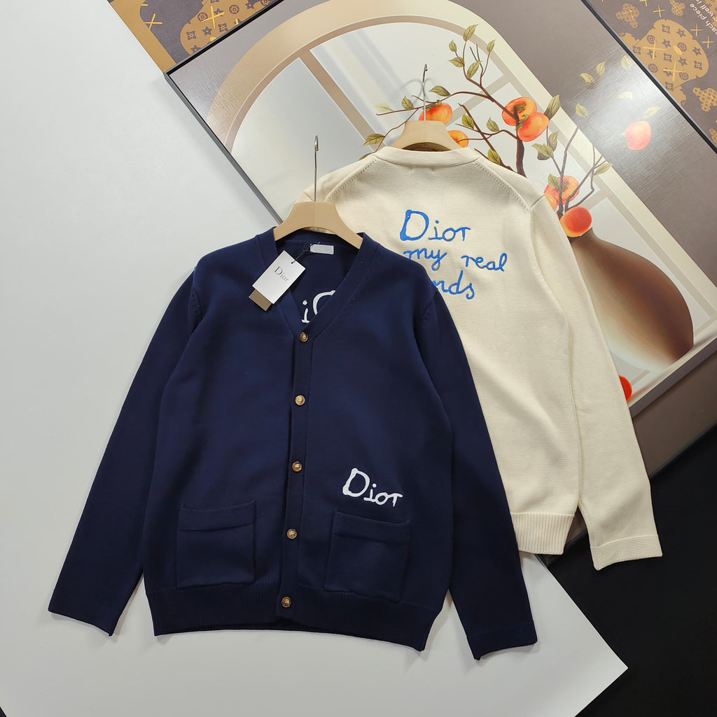Dior CD Letter Embroidered Knit Cardigan – 2025 Fall