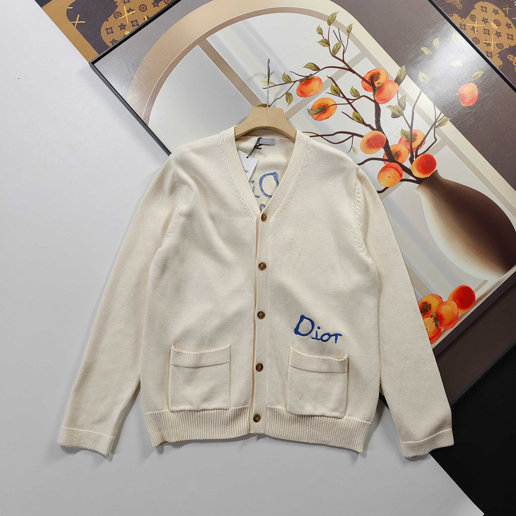 Dior CD Letter Embroidered Knit Cardigan – 2025 Fall