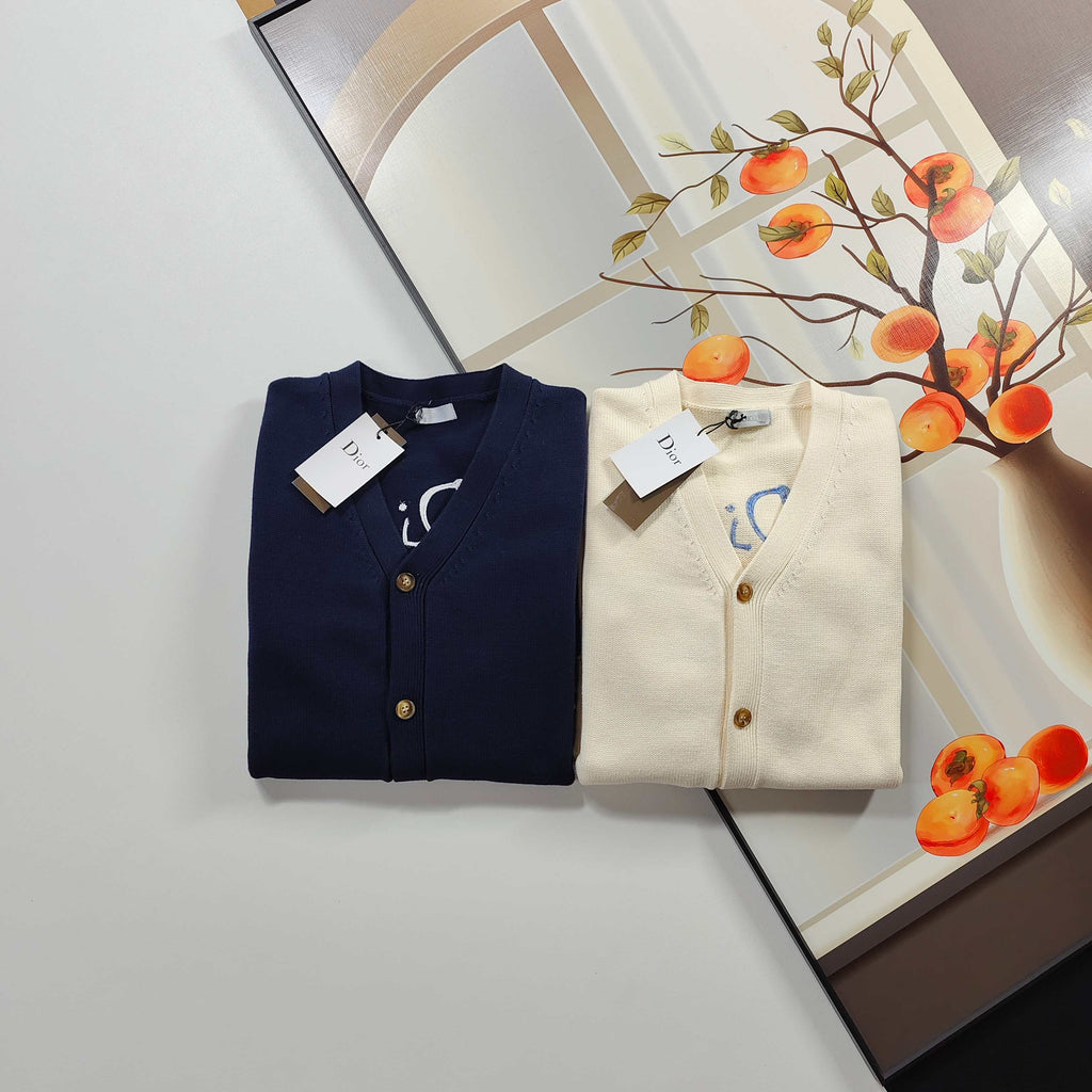 Dior CD Letter Embroidered Knit Cardigan – 2025 Fall
