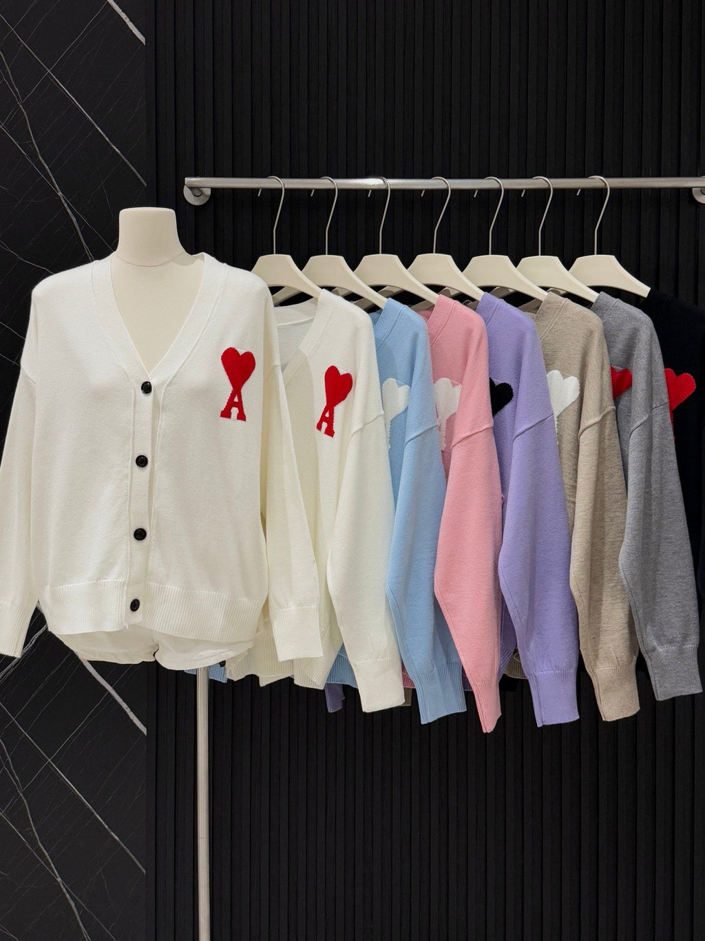 AMI Paris Heart A Knit Cardigan