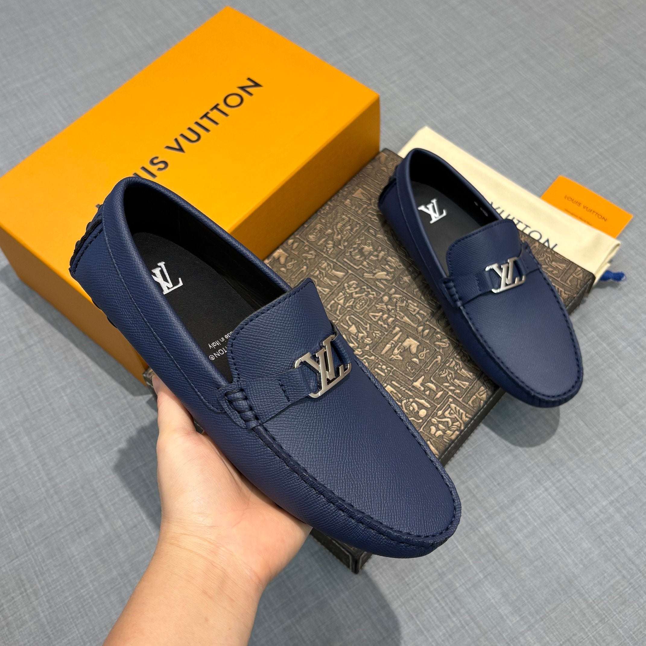 Louis Vuitton Men's Lizard-Embossed Driving Shoes