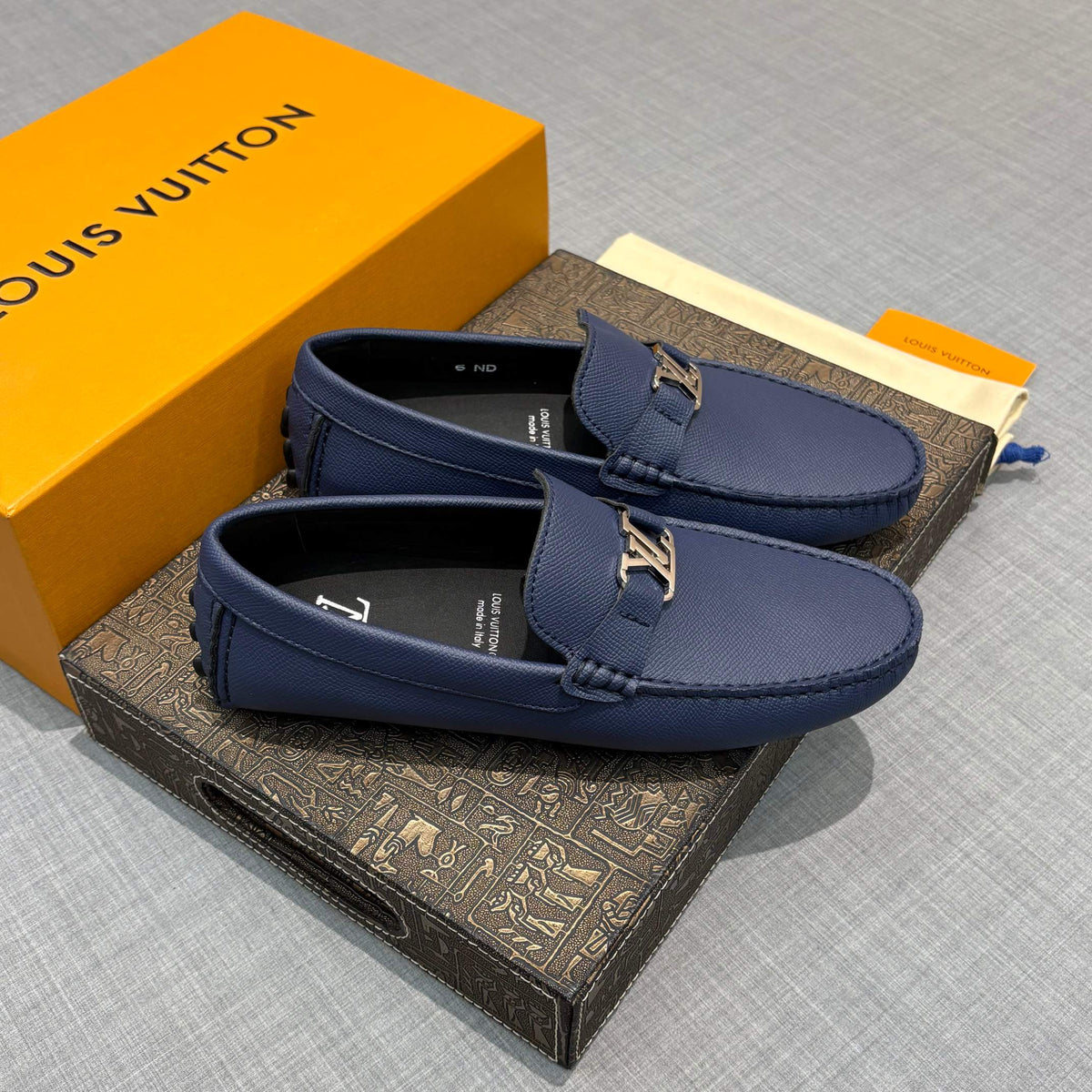 Louis Vuitton Men's Lizard-Embossed Driving Shoes