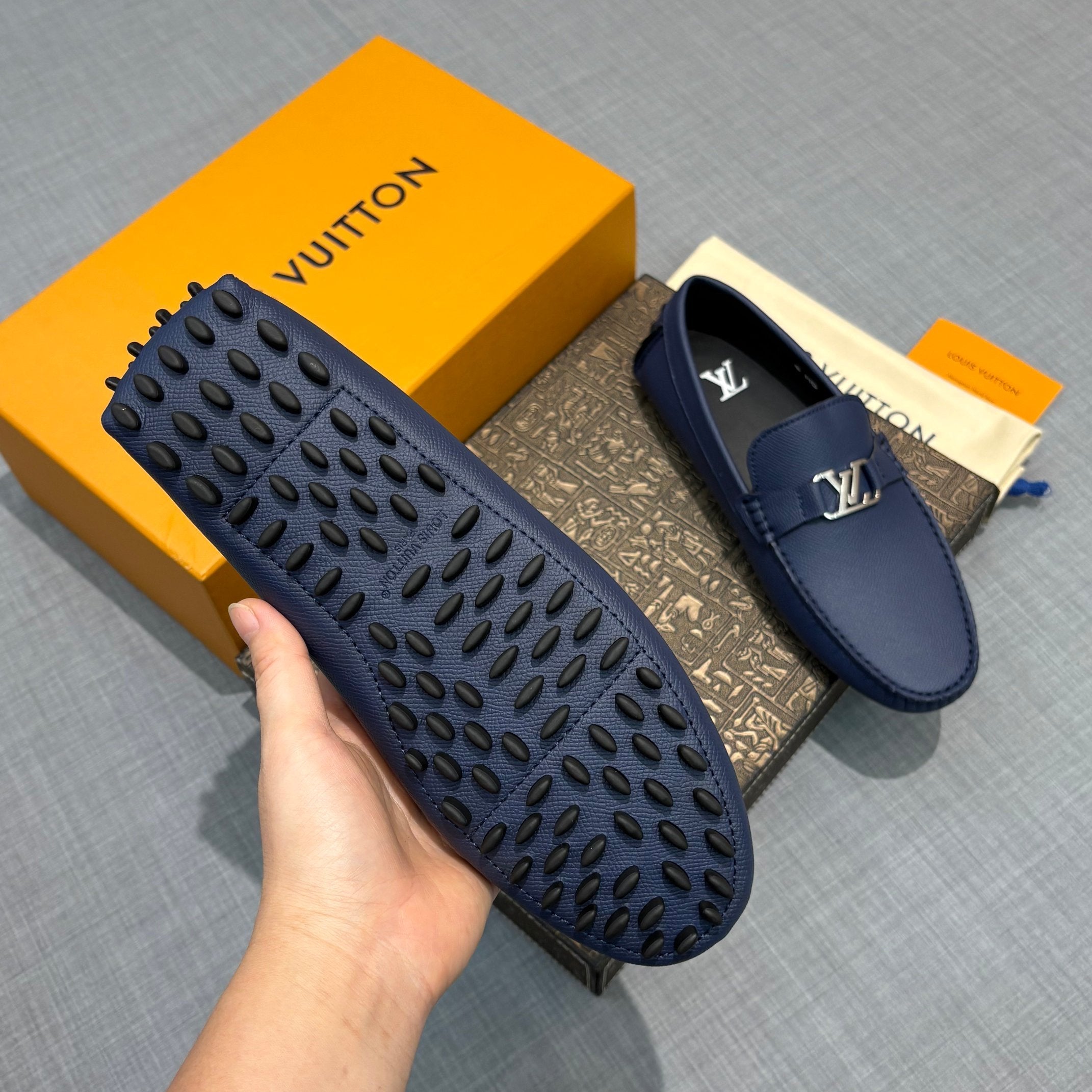 Louis Vuitton Men's Lizard-Embossed Driving Shoes