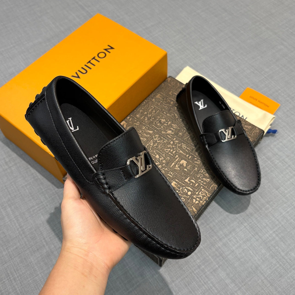 Louis Vuitton Men's Lizard-Embossed Driving Shoes