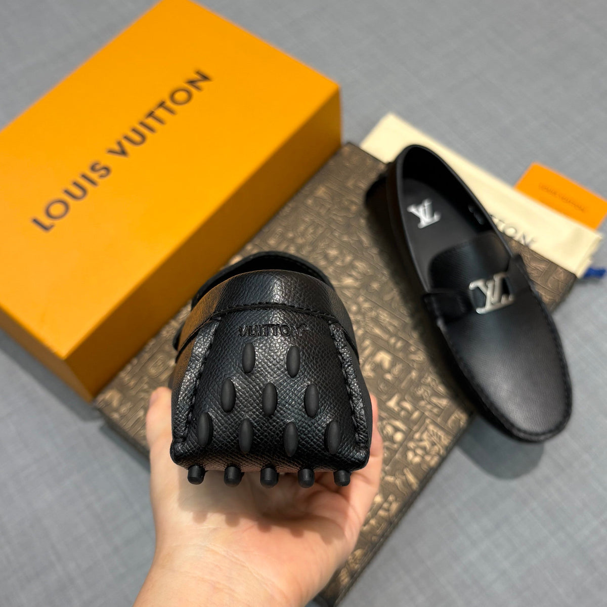 Louis Vuitton Men's Lizard-Embossed Driving Shoes
