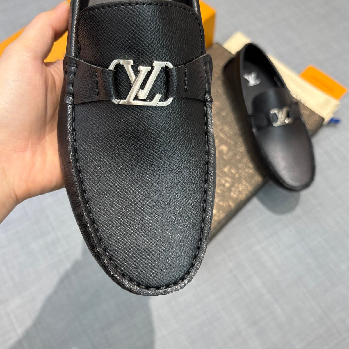 Louis Vuitton Men's Lizard-Embossed Driving Shoes