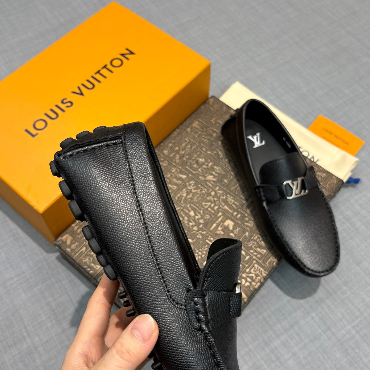 Louis Vuitton Men's Lizard-Embossed Driving Shoes