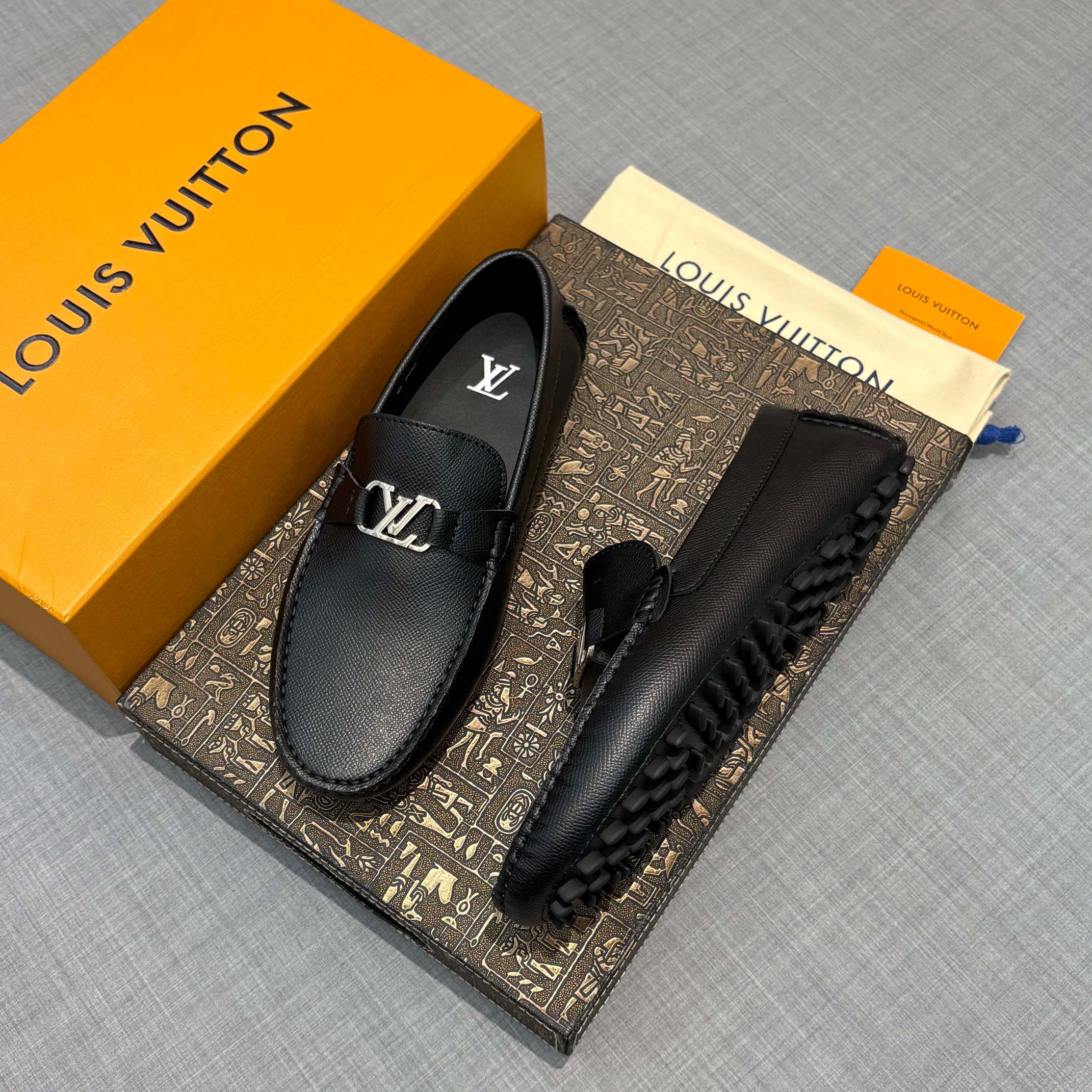 Louis Vuitton Men's Lizard-Embossed Driving Shoes