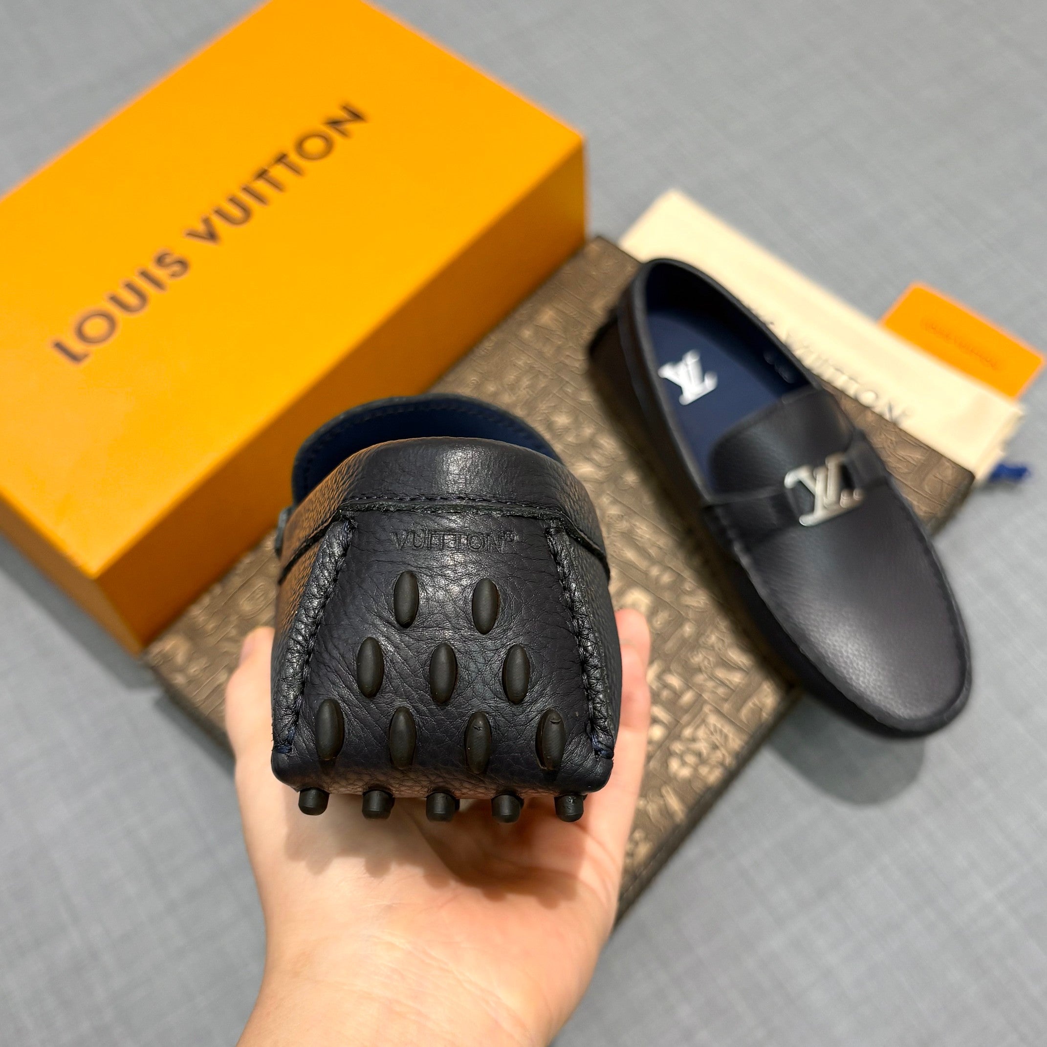 Louis Vuitton Men's Grained Leather Driving Shoes
