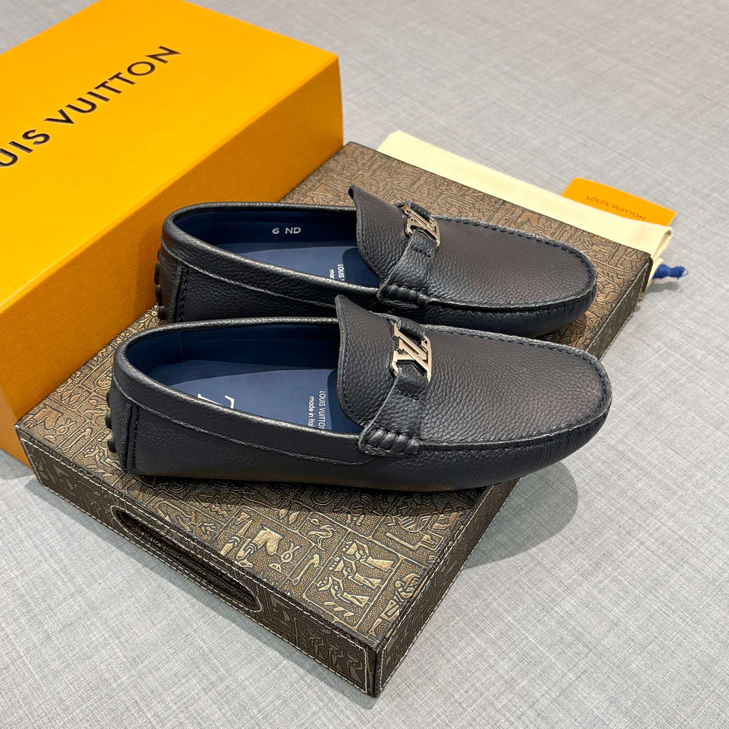 Louis Vuitton Men's Grained Leather Driving Shoes