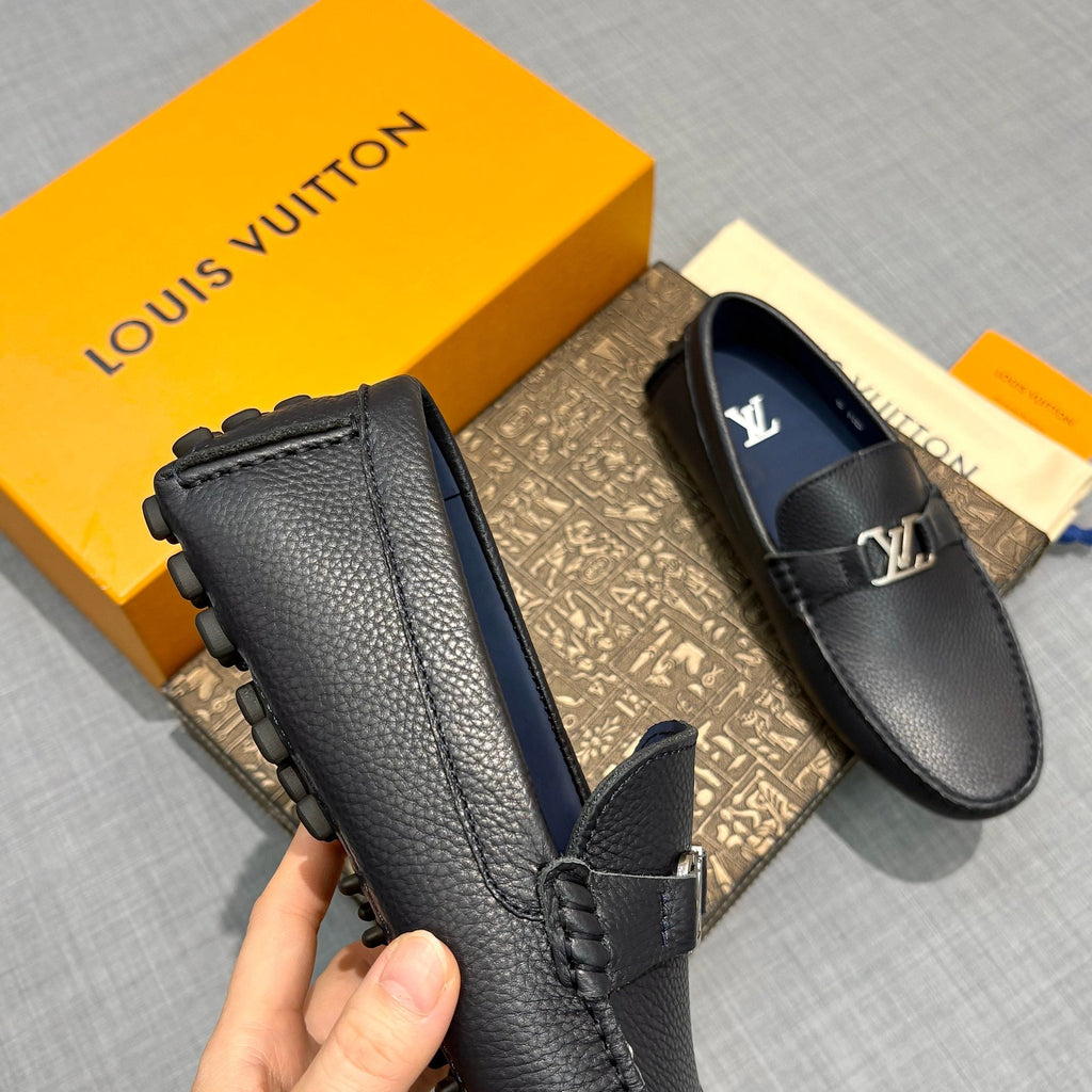 Louis Vuitton Men's Grained Leather Driving Shoes
