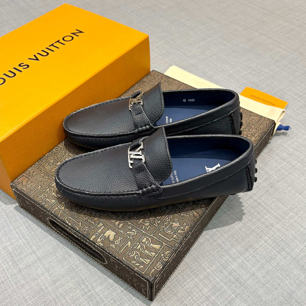 Louis Vuitton Men's Grained Leather Driving Shoes