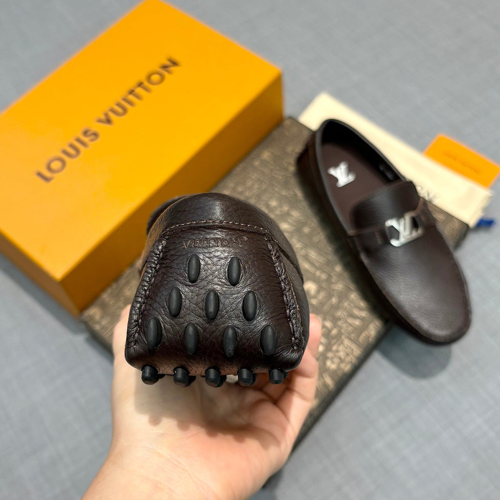 Louis Vuitton Men's Grained Leather Driving Shoes