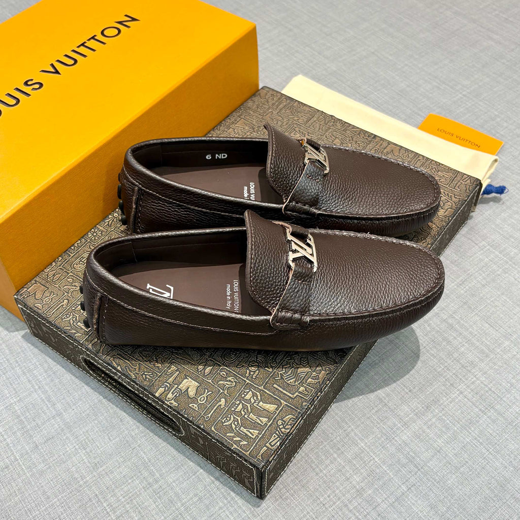 Louis Vuitton Men's Grained Leather Driving Shoes