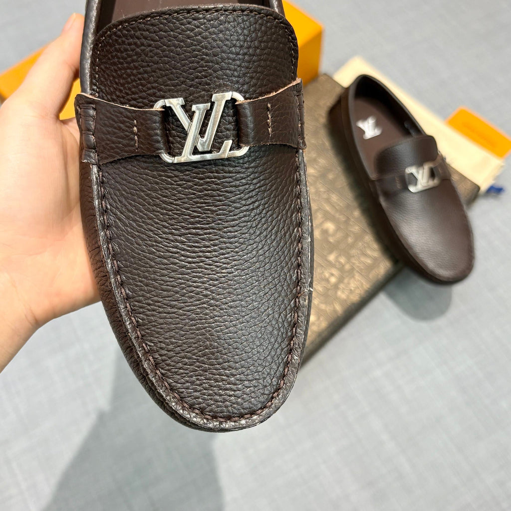 Louis Vuitton Men's Grained Leather Driving Shoes