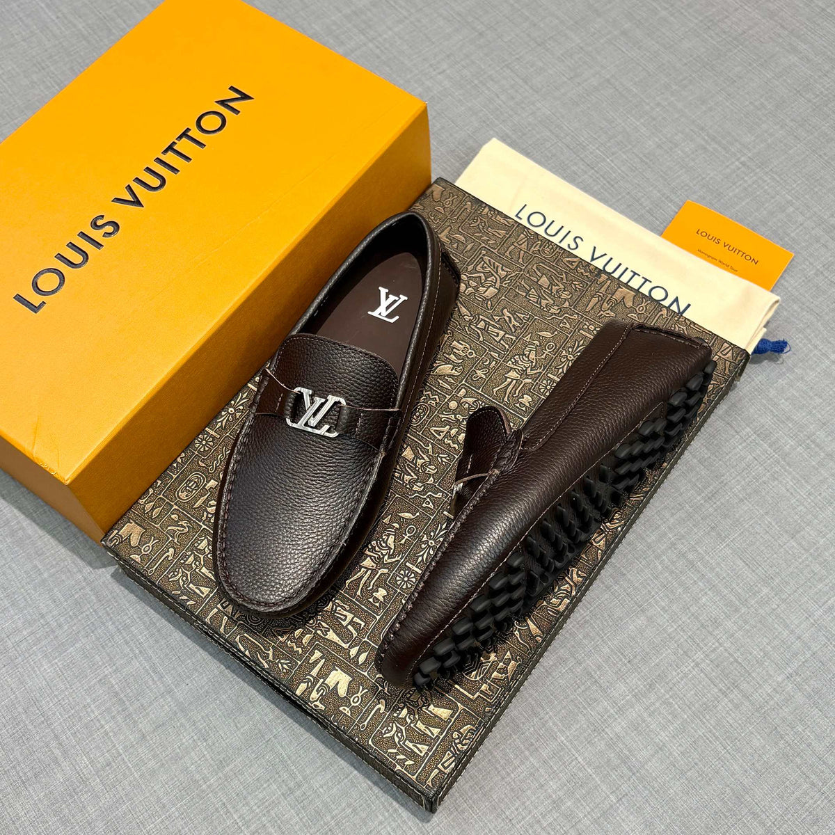 Louis Vuitton Men's Grained Leather Driving Shoes