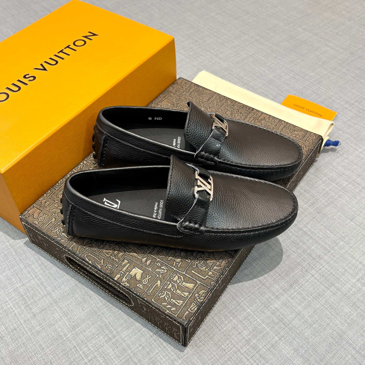 Louis Vuitton Men's Grained Leather Driving Shoes