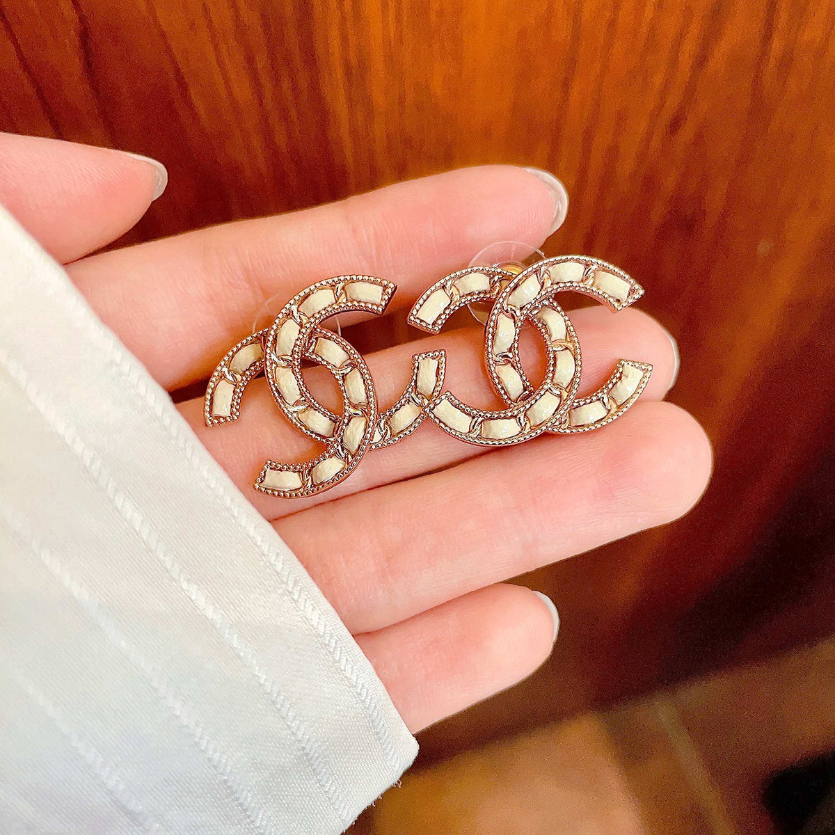 Chanel Vintage Letter Stud Earrings