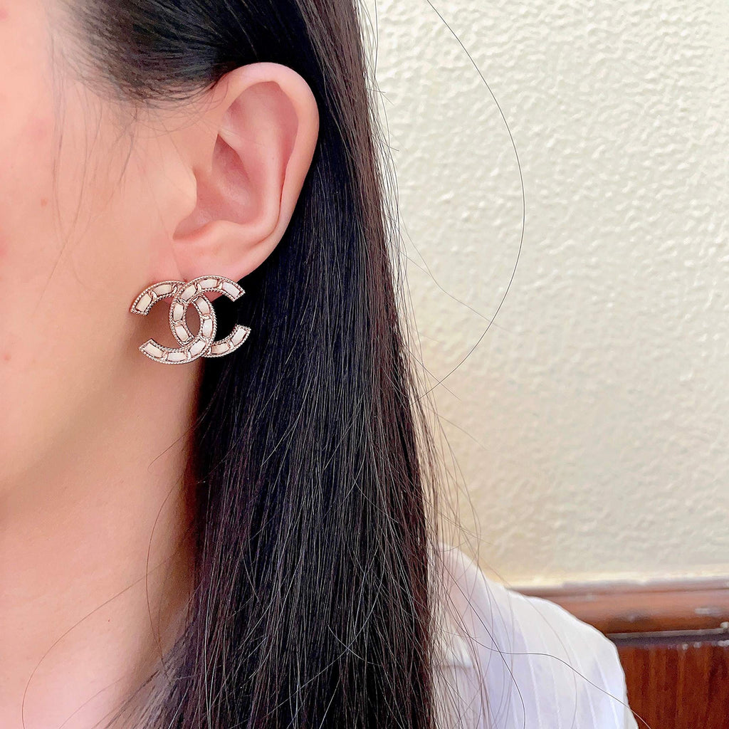 Chanel Vintage Letter Stud Earrings
