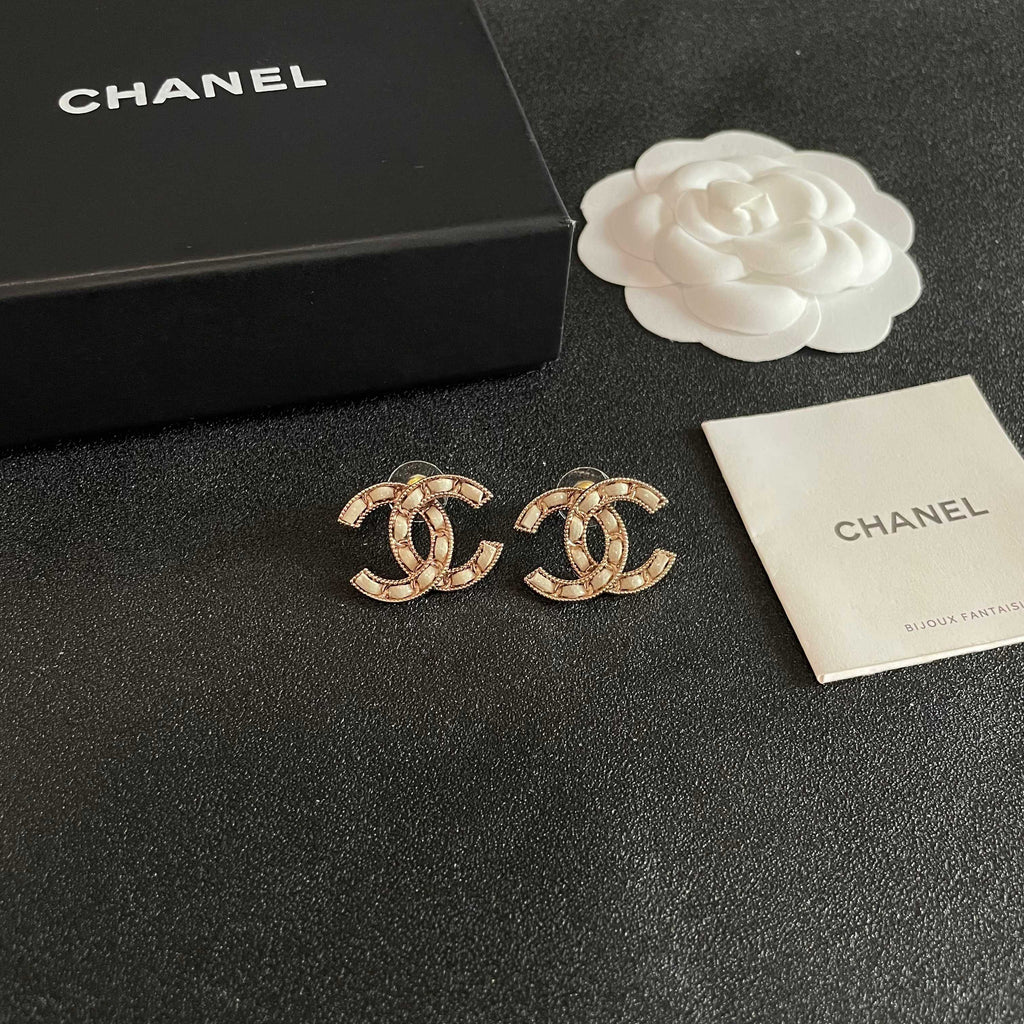 Chanel Vintage Letter Stud Earrings