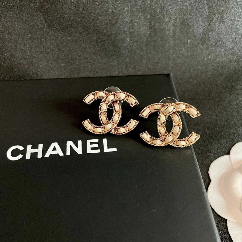 Chanel Vintage Letter Stud Earrings