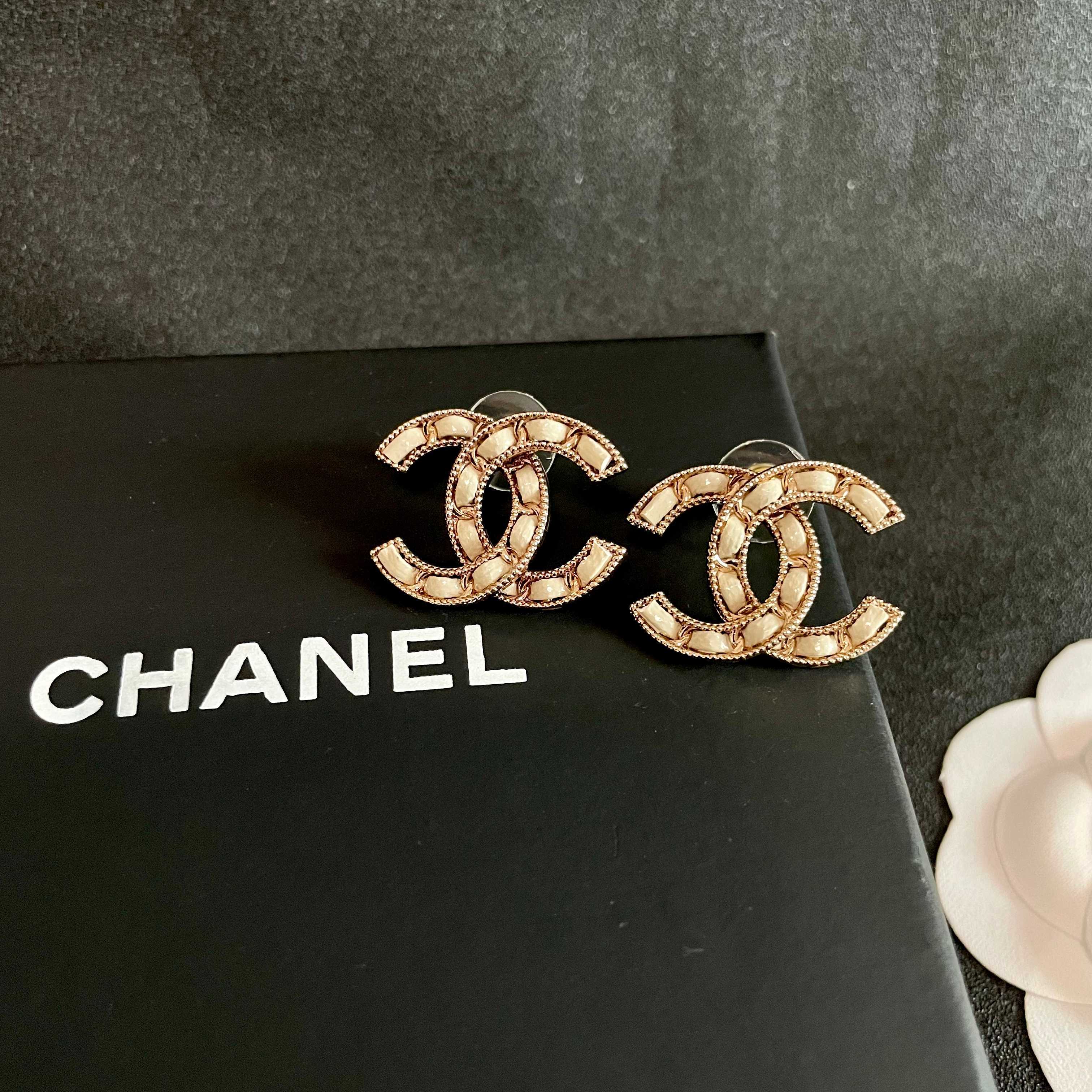 Chanel Vintage Letter Stud Earrings