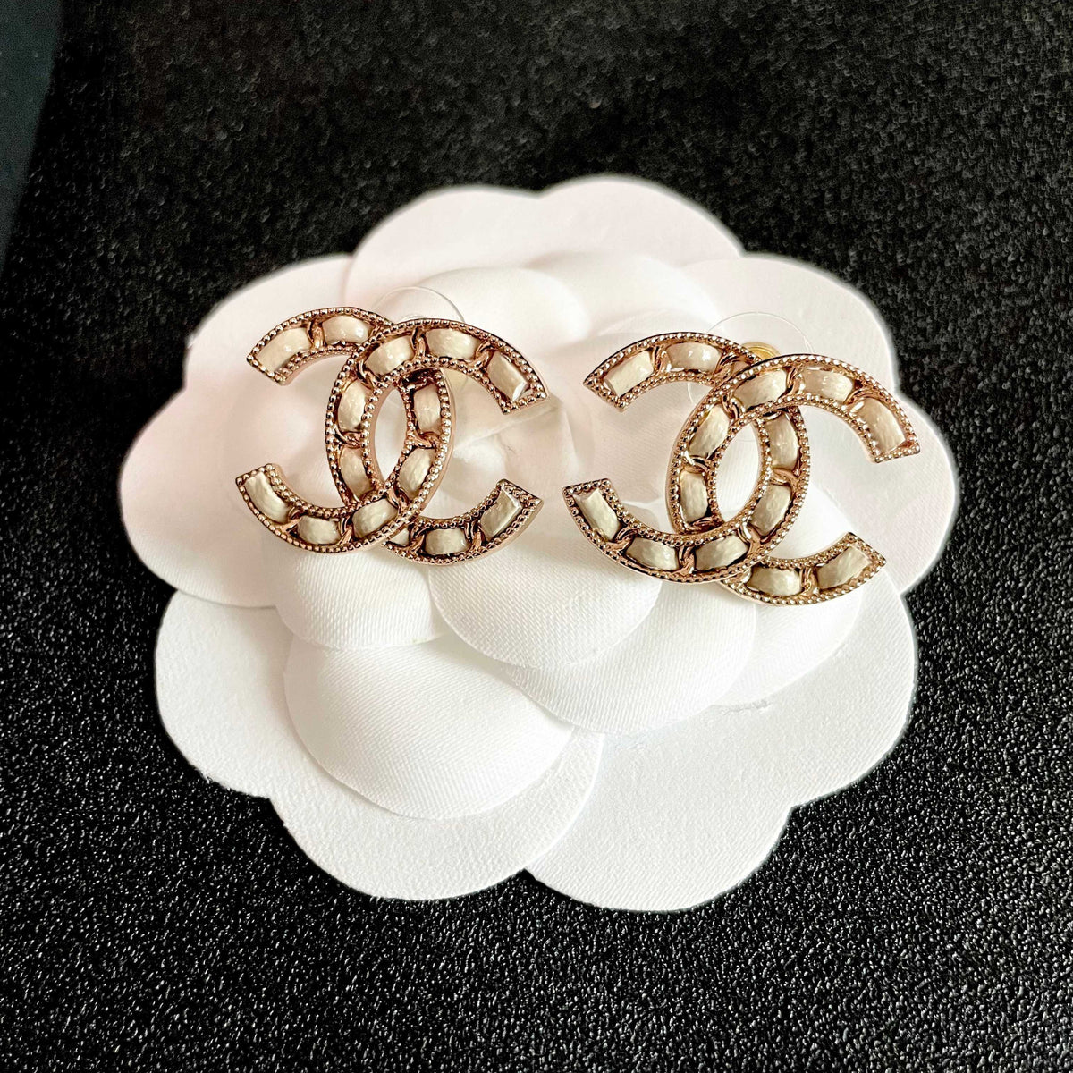 Chanel Vintage Letter Stud Earrings