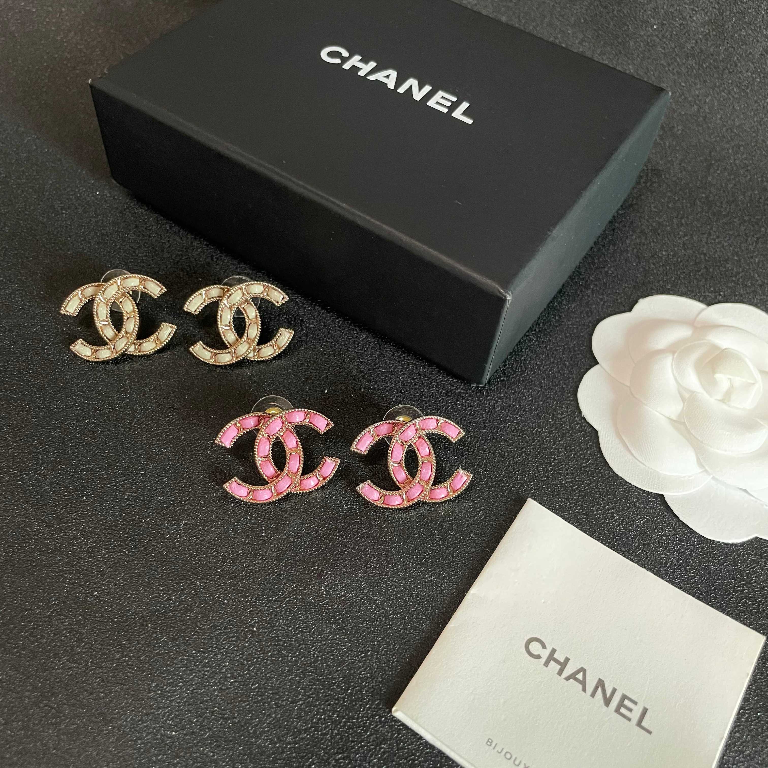 Chanel Vintage Letter Stud Earrings