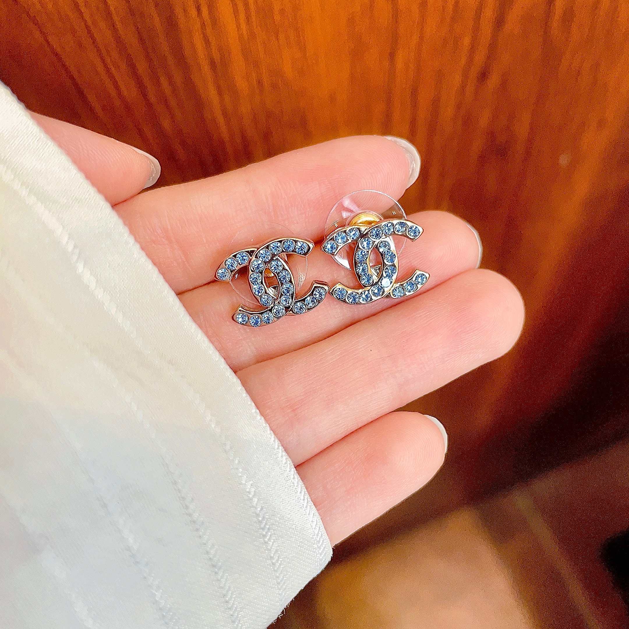 Chanel Vintage Letter Stud Earrings