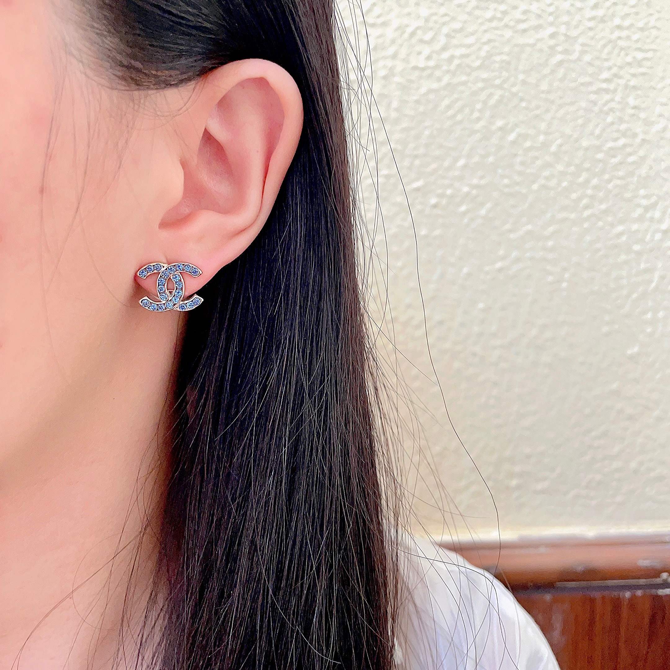 Chanel Vintage Letter Stud Earrings