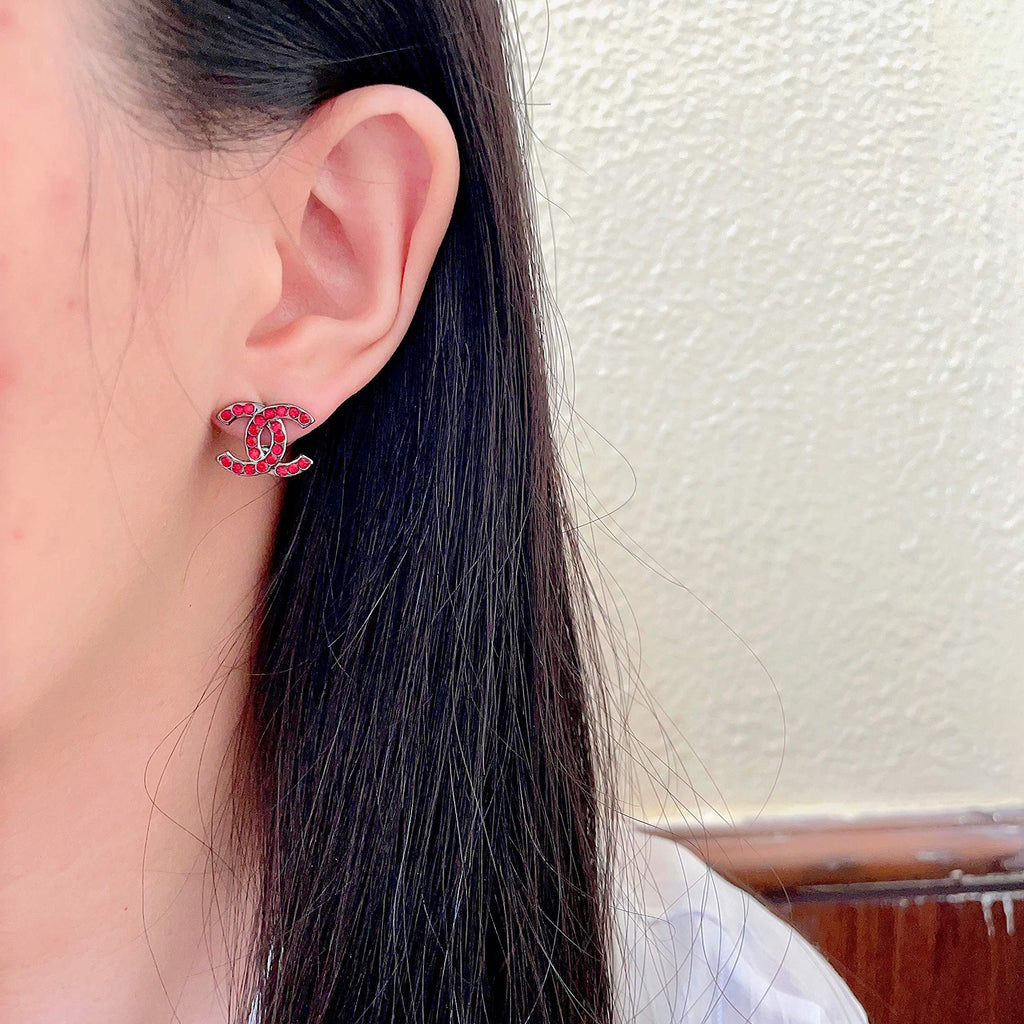 Chanel Vintage Letter Stud Earrings