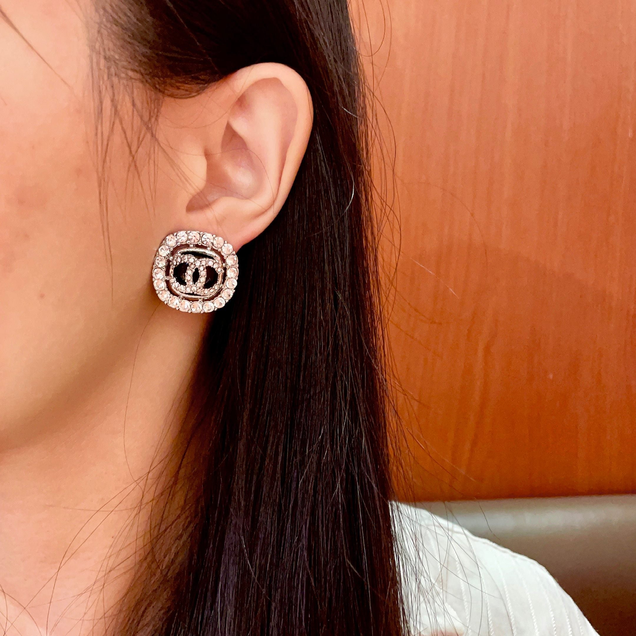 Chanel Vintage Letter Stud Earrings