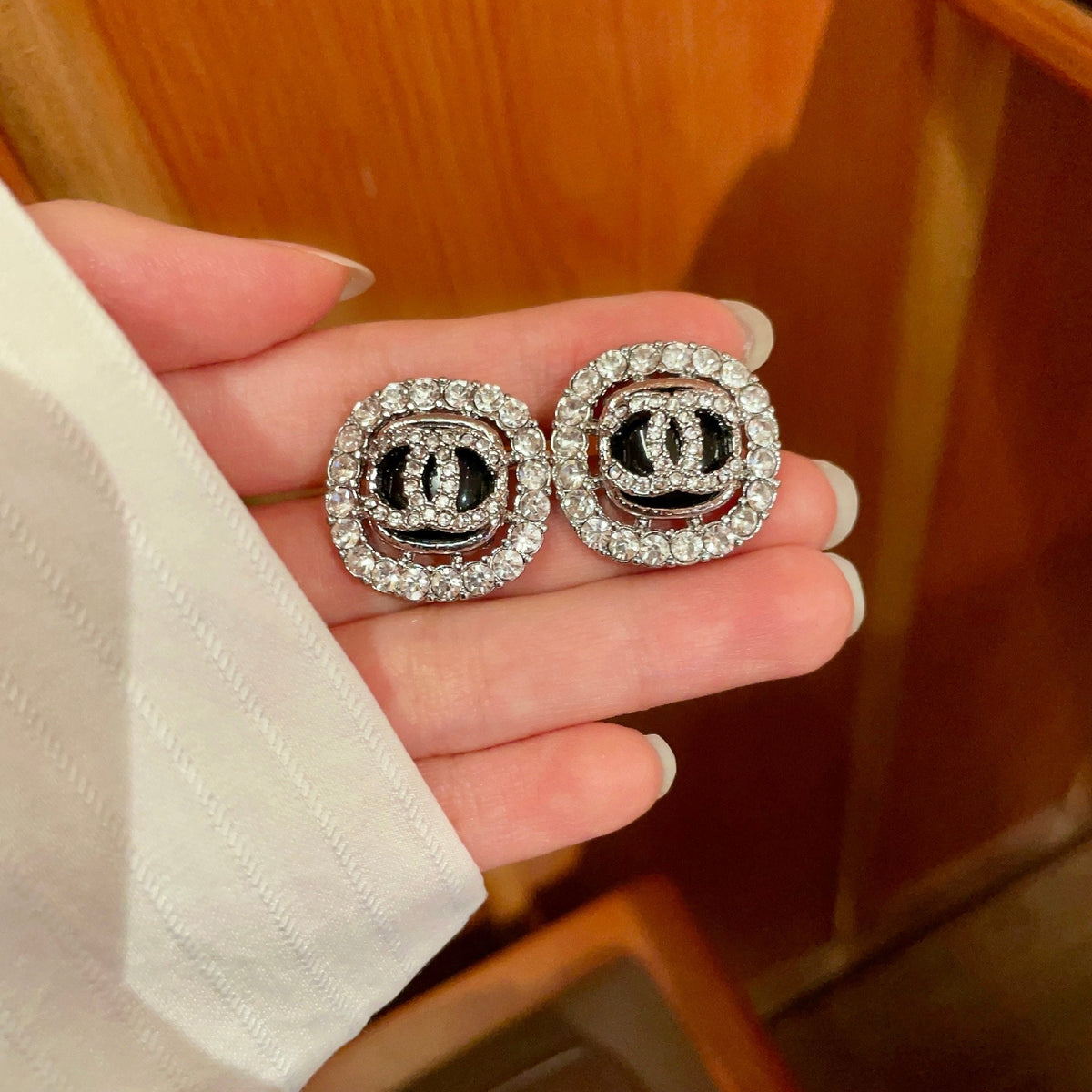 Chanel Vintage Letter Stud Earrings