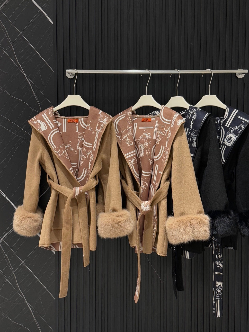 Hermès Old Money Detachable Faux Fur Sleeve Coat