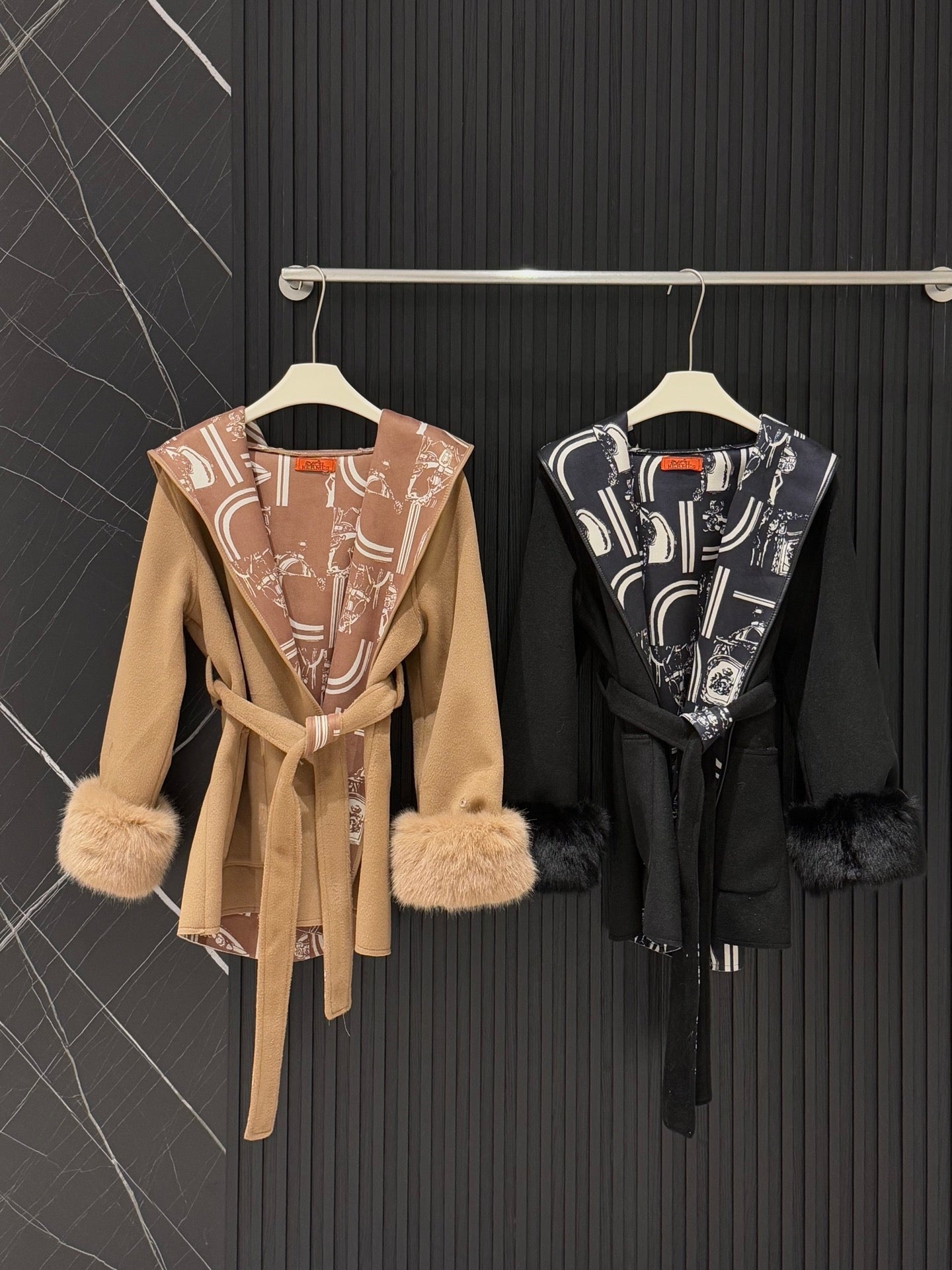 Hermès Old Money Detachable Faux Fur Sleeve Coat