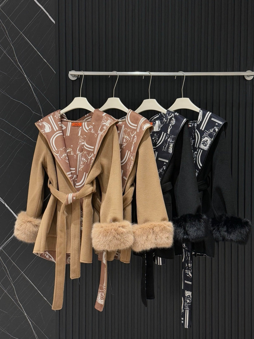 Hermès Old Money Detachable Faux Fur Sleeve Coat
